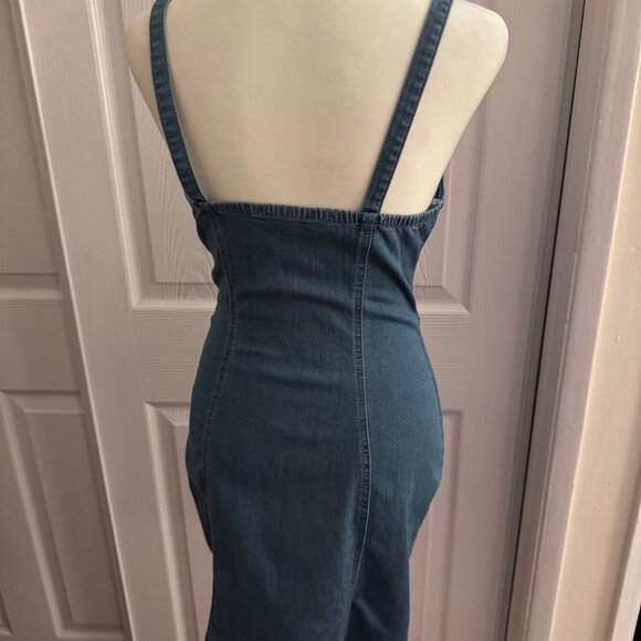 Haute Monde Denim Bodycon Zip Front Mini Dress Size M - Picture 10 of 12